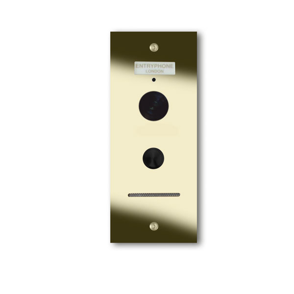92Q/1-G 1 button brass finished stainless entrance panel - surface