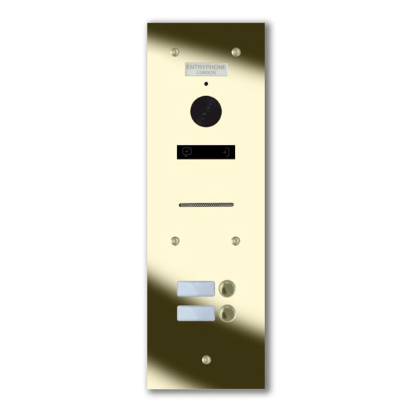 92Q/A2-G 2 button brass finished stainless entrance panel