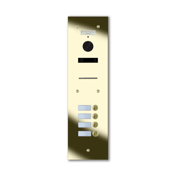 92Q/A4-G 4 button brass finished stainless entrance panel