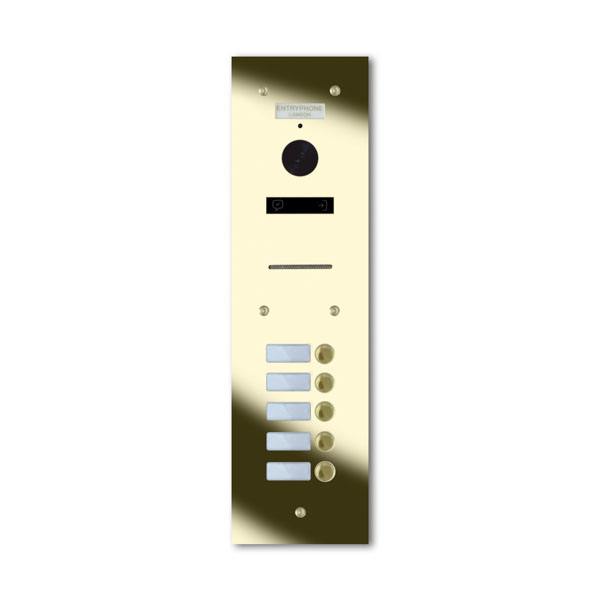 92Q/A5-G 5 button brass finished stainless entrance panel