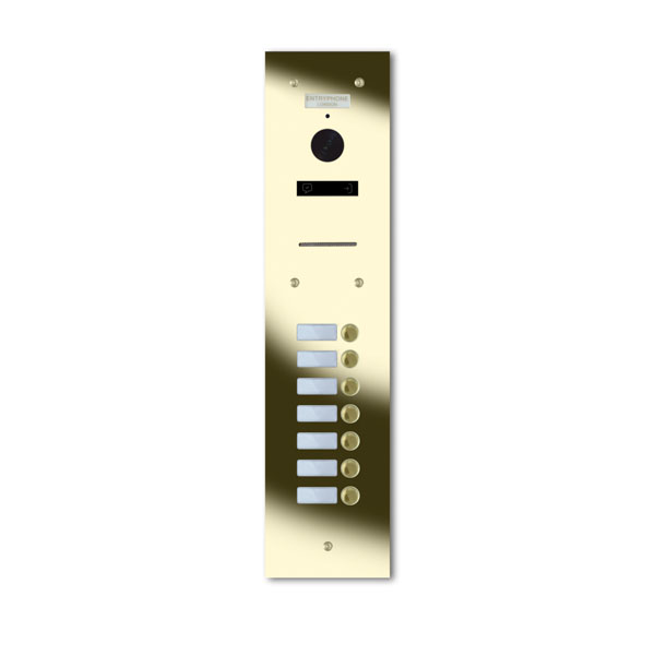 92Q/A7-G 7 button brass finished stainless entrance panel