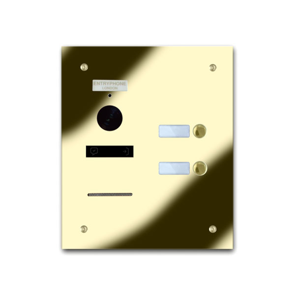 92Q/B2-G 2 button brass finished stainless entrance panel
