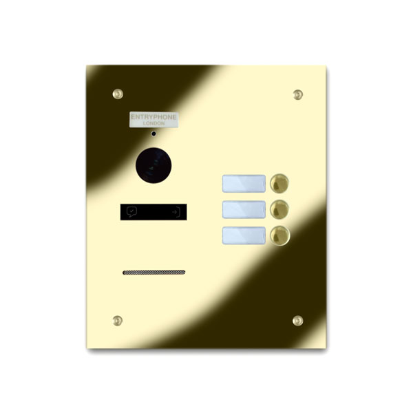 92Q/B3-G 3 button brass finished stainless entrance panel
