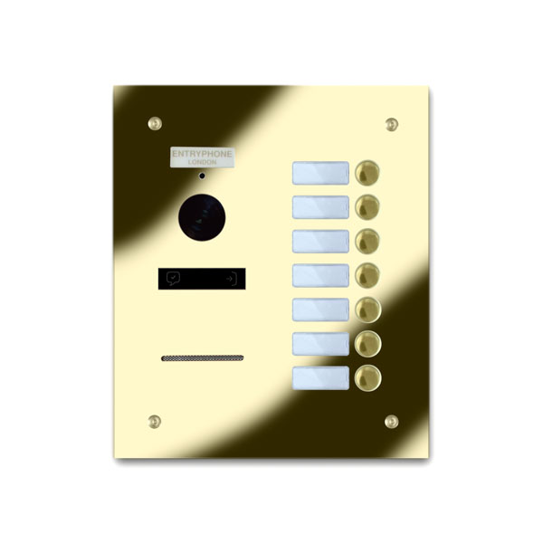 92Q/B7-G 7 button brass finished stainless entrance panel