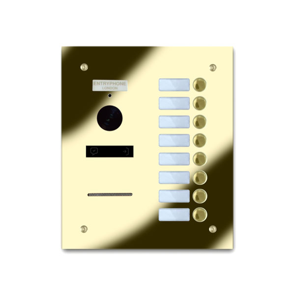 92Q/B8-G 8 button brass finished stainless entrance panel