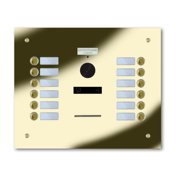92Q/C12-G 12 button brass finished stainless entrance panel